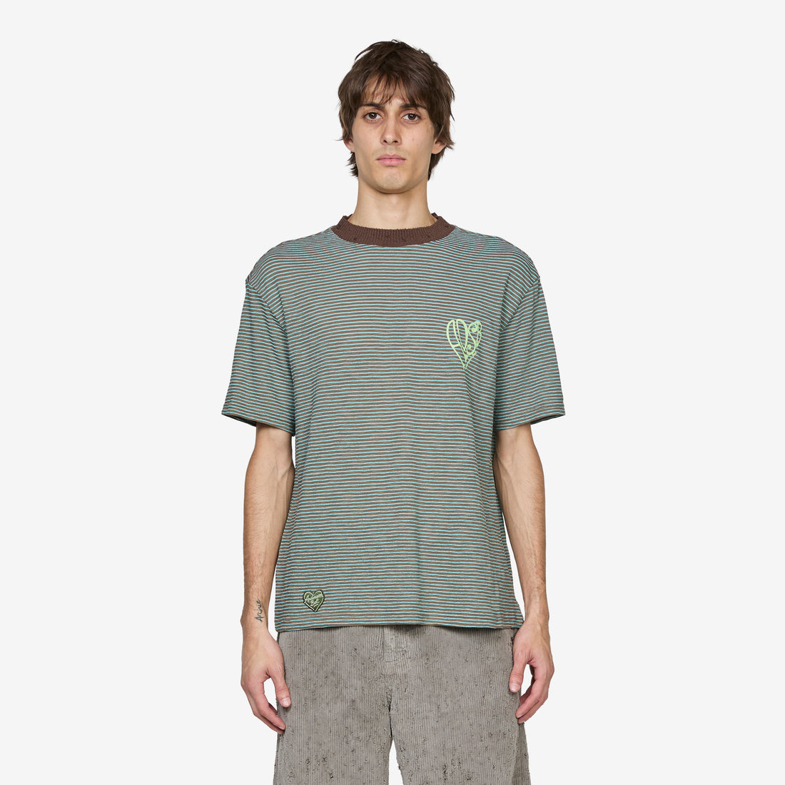 Heart Logo Stripe T-Shirt Mint | Chocolate Tees