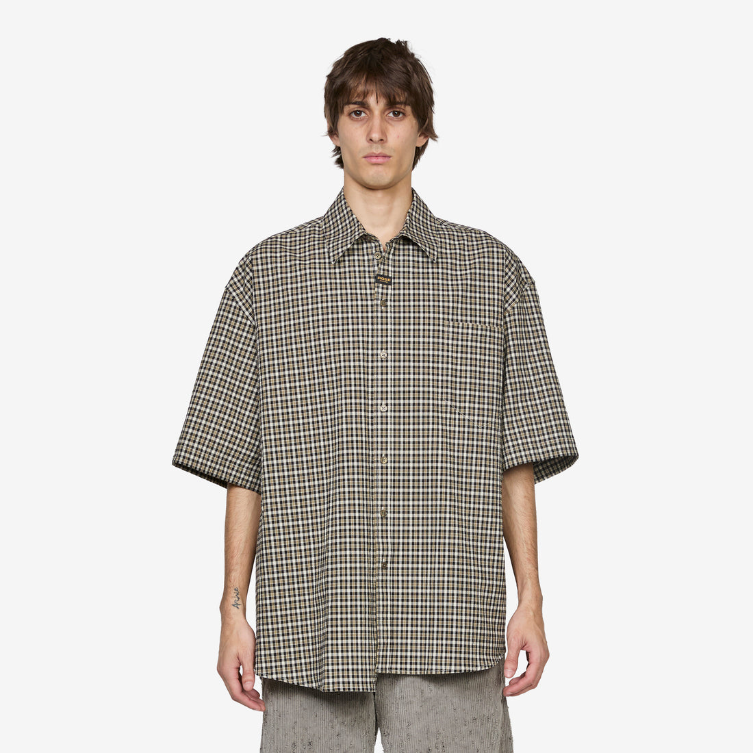 Boxy Wrap Shirt Black Green Shirts