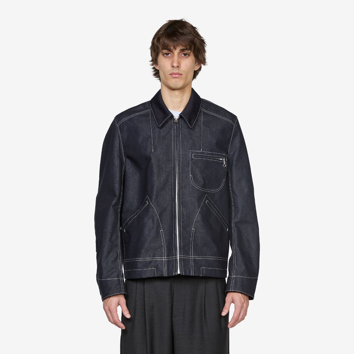 Reactive-Dyed Denim Jacket Indigo Front