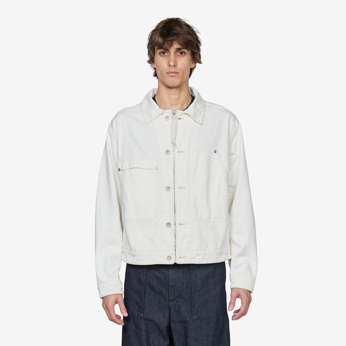 Bull Denim Zip Jacket Gauze White Jackets