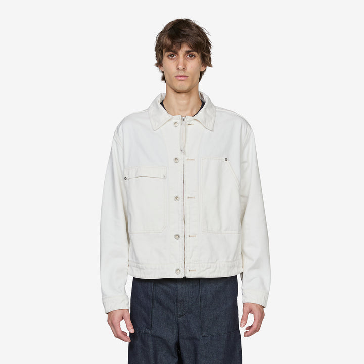 Bull Denim Zip Jacket Gauze White Front