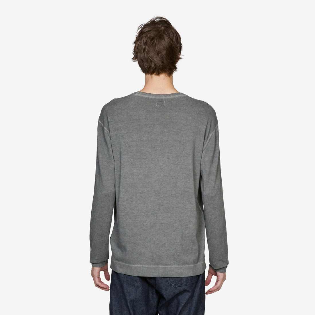 Cotton Crepe Double Dyed Crewneck Sweater Gunmetal Jumpers