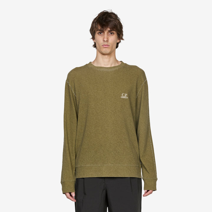 Heavy Jersey Plated Crewneck Sweatshirt Dried Herb Front