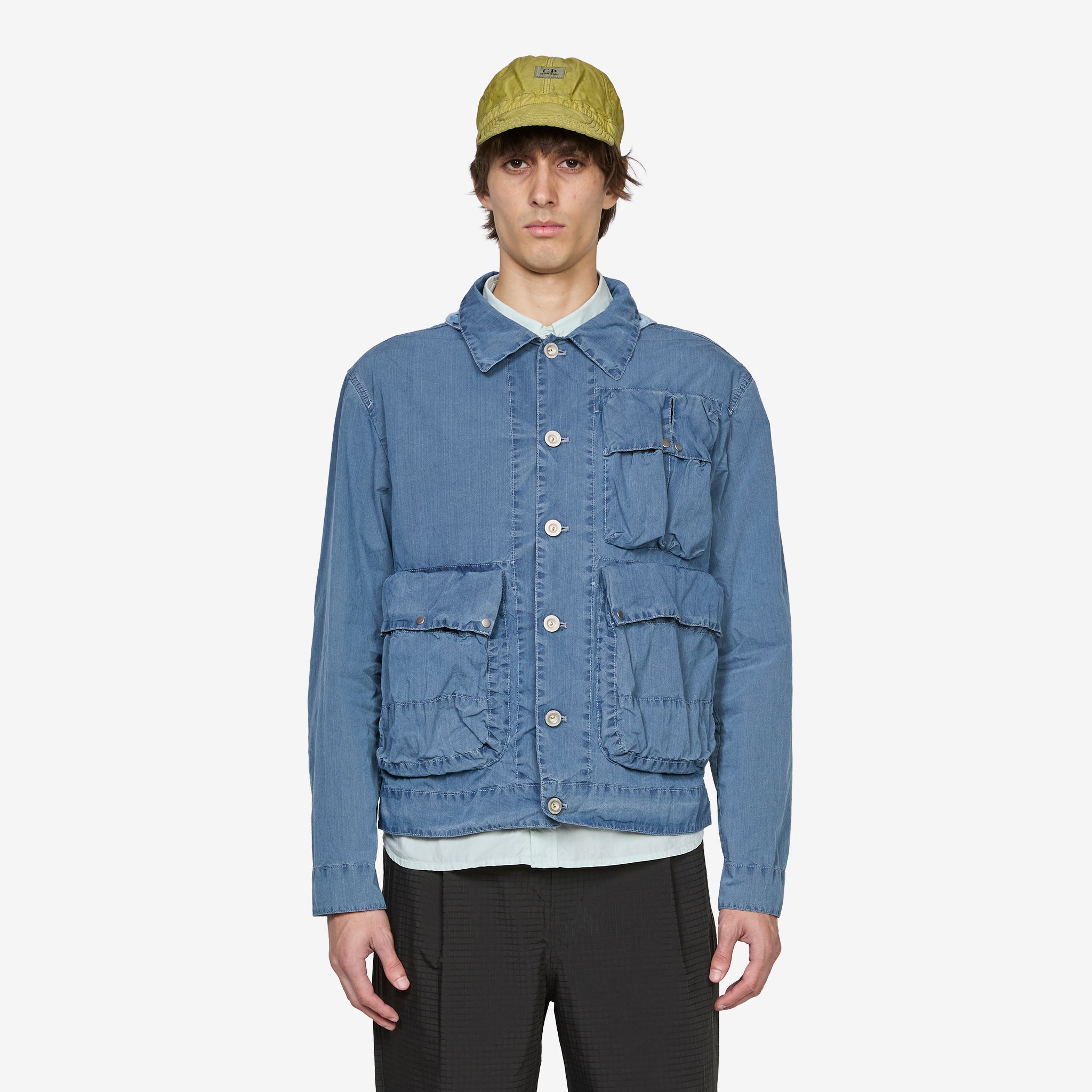 50 Fili Indigo Bleached Goggle Jacket Stone Bleach