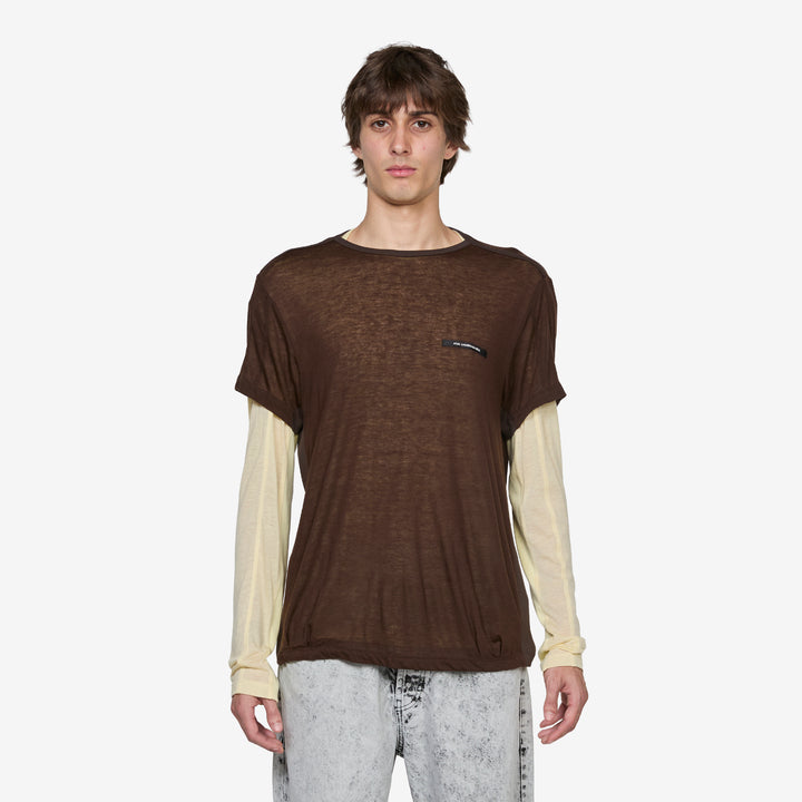 Brad Wool Layered T-Shirt Brown | Lemon Front