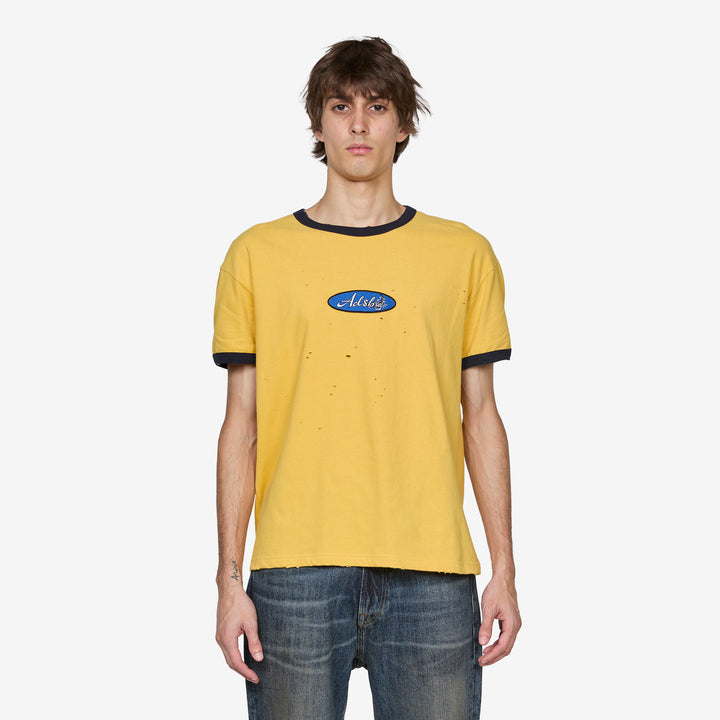 ADSB Logo Patch Ringer T-Shirt Yellow Front