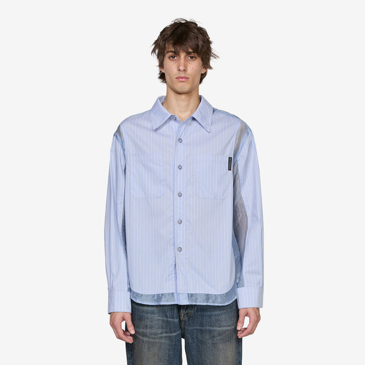 Aprol Organza Panel Shirt Sky Blue Front