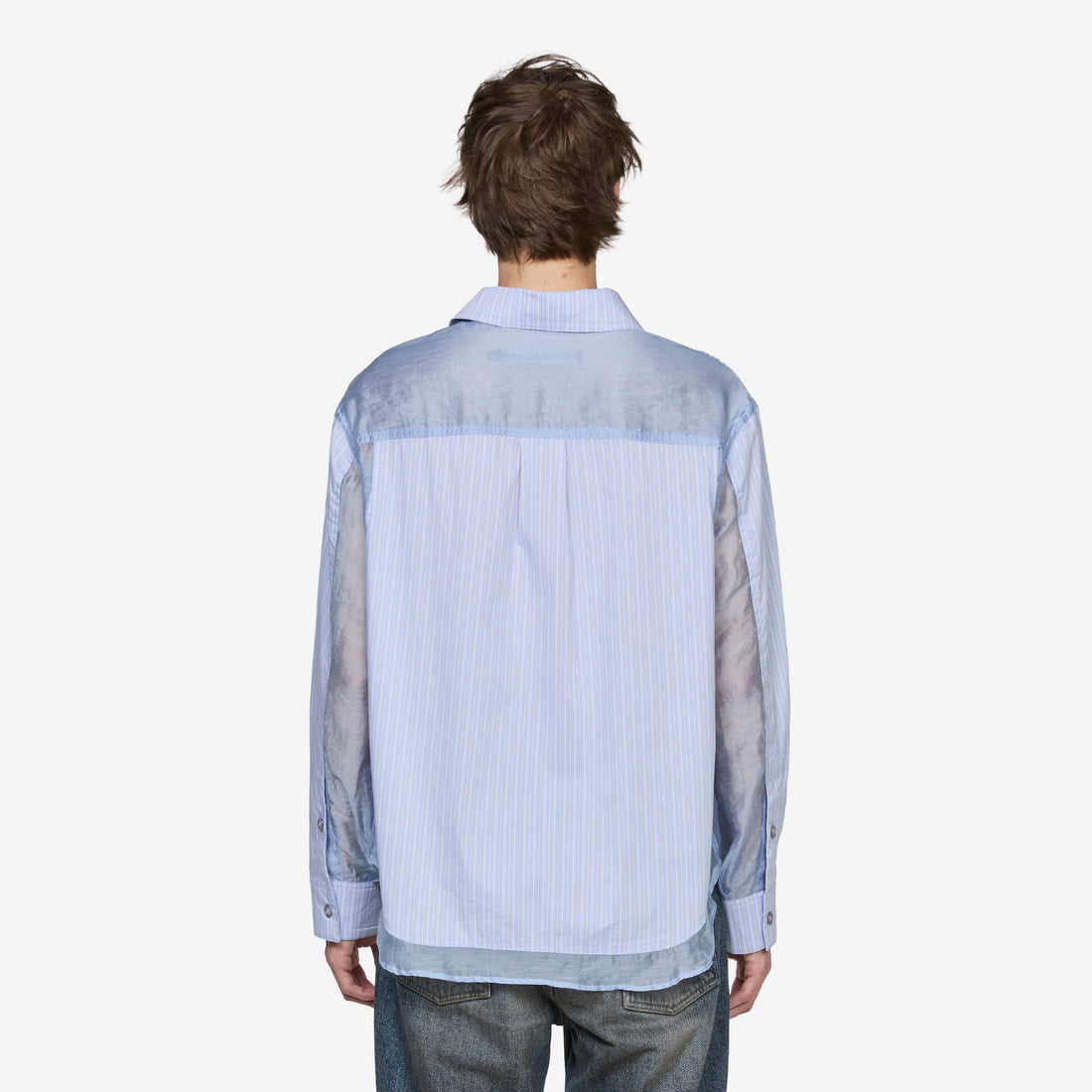 Aprol Organza Panel Shirt Sky Blue Shirts