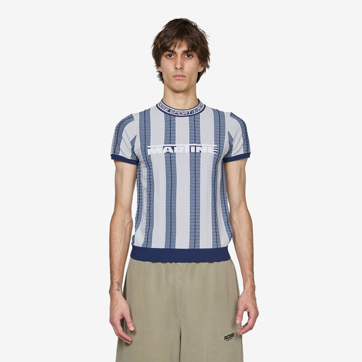 Logo Tight T-Shirt Blue | Grey Front