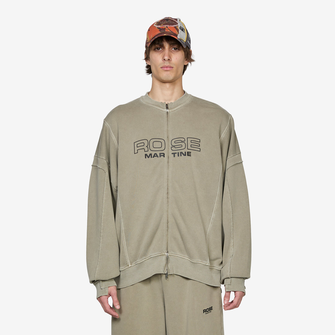 Zip Up Crew Washed Sage Green Jumpers