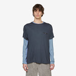 Brad Wool Layered T-Shirt Asphalt | Slate Blue