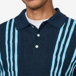 Knit Polo Born Stripe 14G Navy
