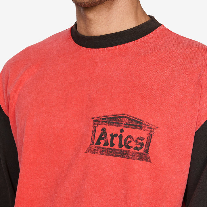 Aged Colour Block Ancient Temple Longsleeve T-Shirt Multi