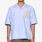 Contrast Pocket Bowling Shirt Sapphire