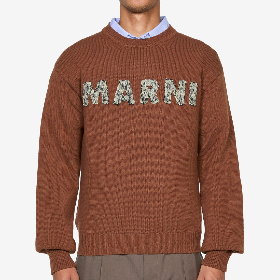 Laser-Cut Logo Wool Sweater Maroon Jumpers