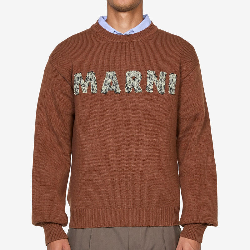 Laser-Cut Logo Wool Sweater Maroon Jumpers