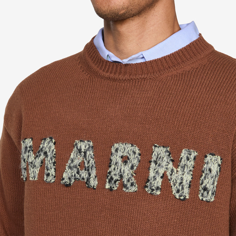 Laser-Cut Logo Wool Sweater Maroon Jumpers