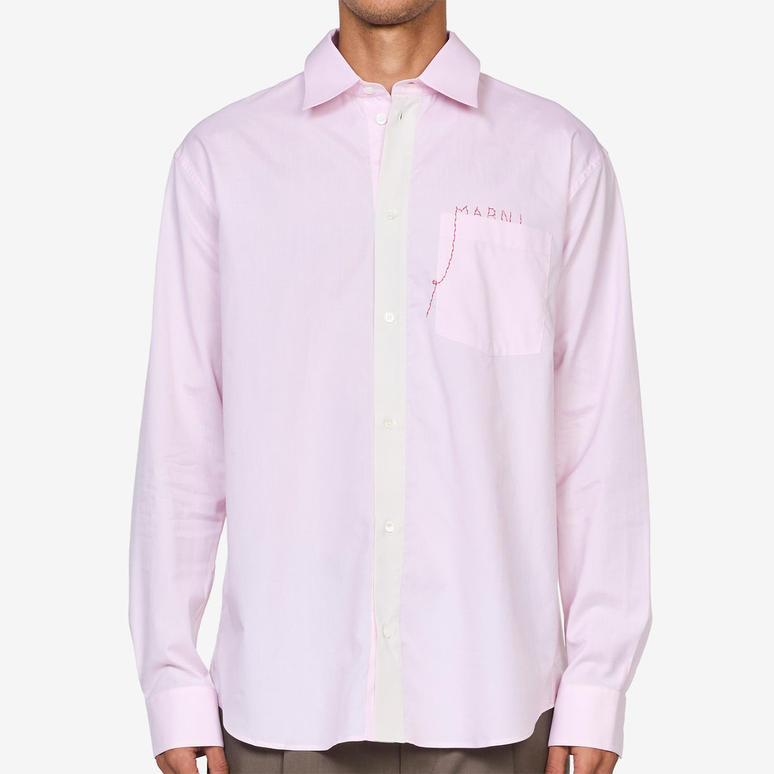 Mending Logo Poplin Shirt Pink Gummy Shirts