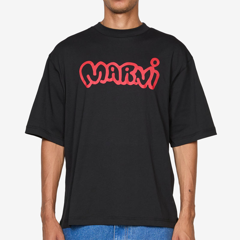 Bubble Logo Print T-Shirt Black Tees