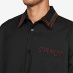 Velvet Collar Tropical Wool Longsleeve Shirt Black