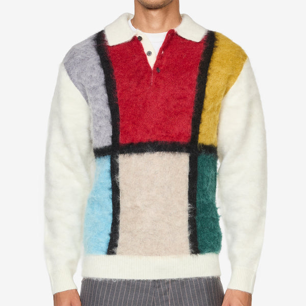 Knit Polo Shaggy 9G White Shirts