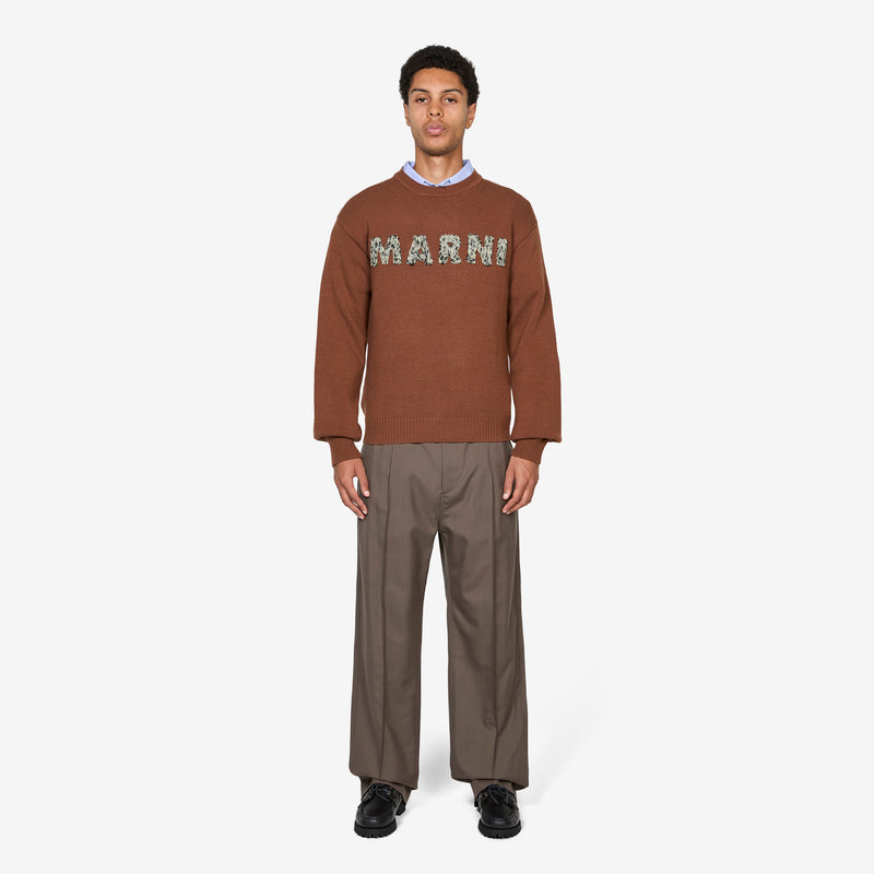 Laser-Cut Logo Wool Sweater Maroon Jumpers
