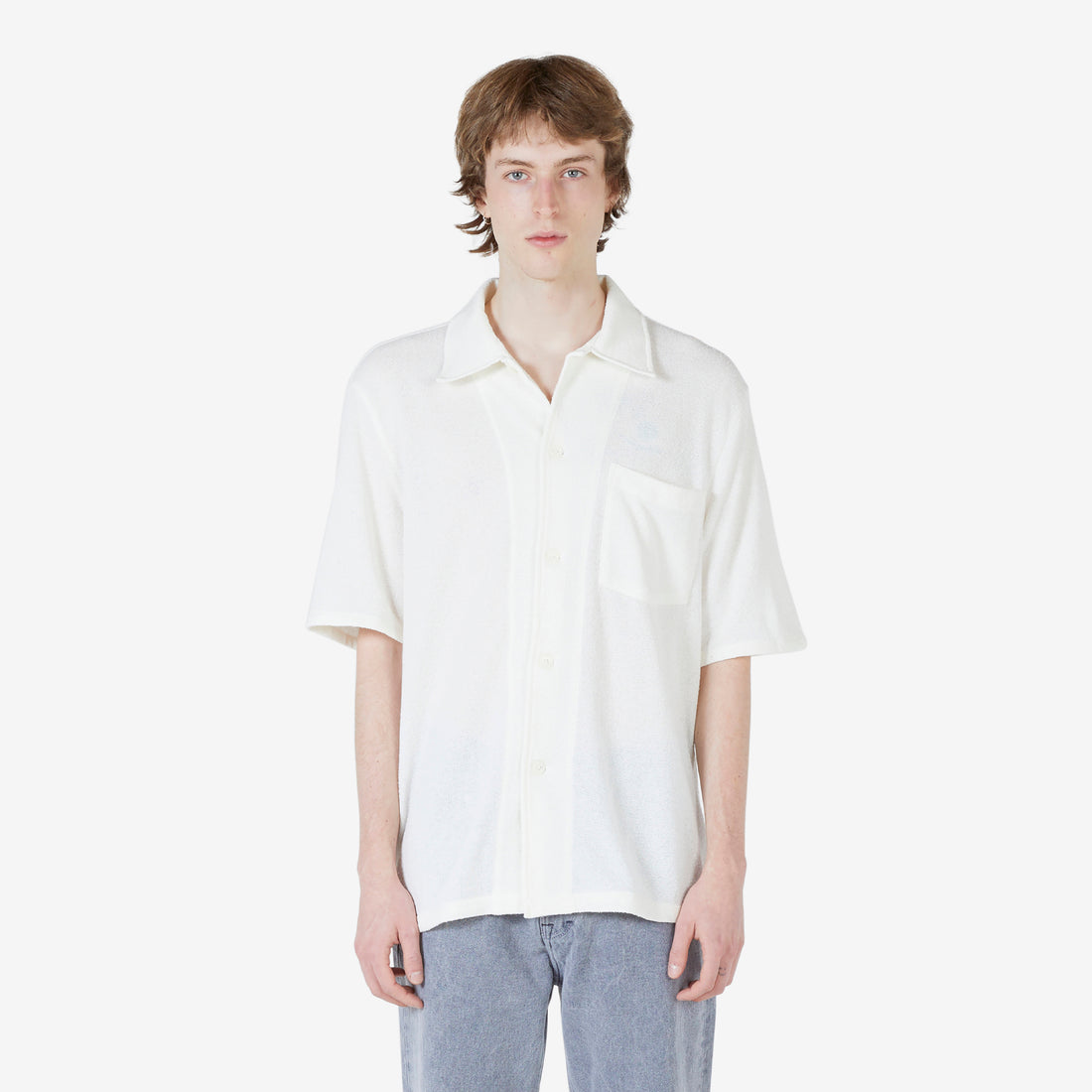 Box Shirt Short Sleeve White Boucle Shirts