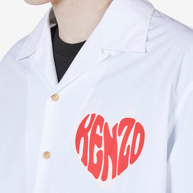 Kenzo Hearts Hawaiian Shirt White