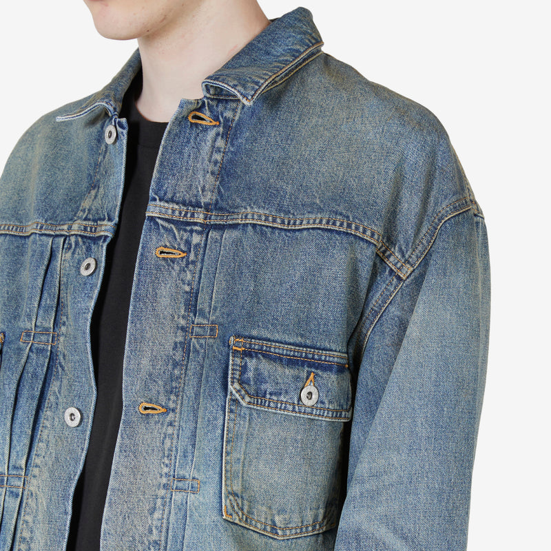 Stone Bleach Trucker Jacket Dirty Blue Denim