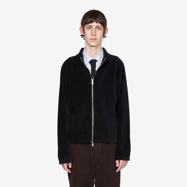 Leisure Zip Up Black Jersey Cord Jumpers
