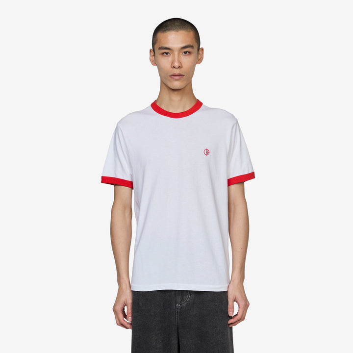 Ringer T-Shirt White | Red Front