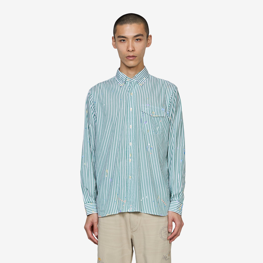 Classic Fit Paint-Splatter Striped Shirt Broadcloth Stripe Shirts