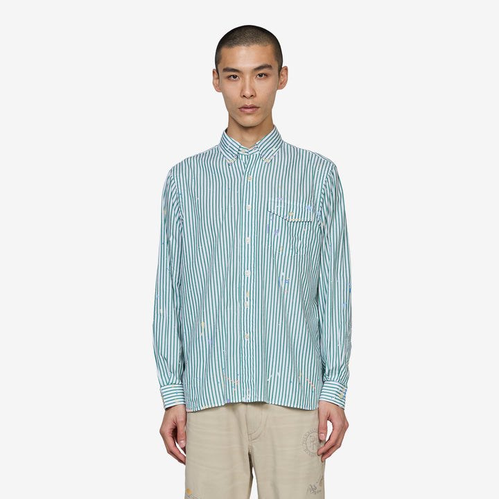 Classic Fit Paint-Splatter Striped Shirt Broadcloth Stripe Front