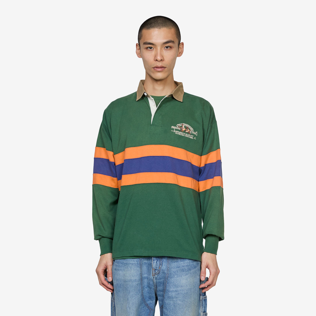 Vintage Embroidered Rugby Shirt Grass Green | Multi Shirts