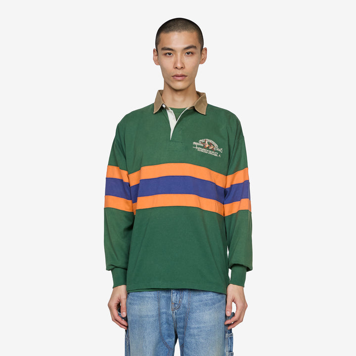 Vintage Embroidered Rugby Shirt Grass Green | Multi Front