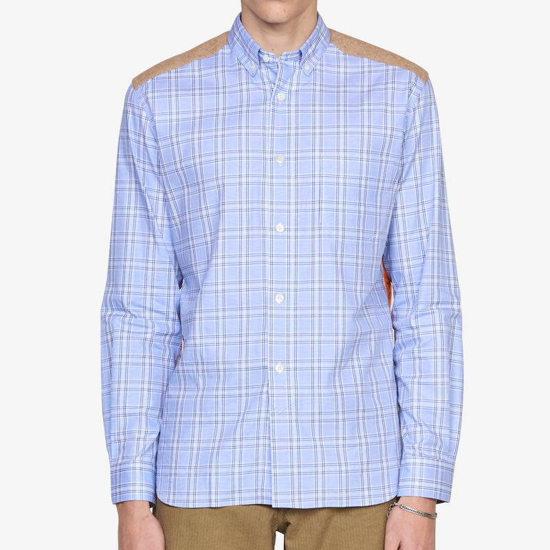 Cotton Check Quilted Nylon Shirt Blue | Orange Shirts