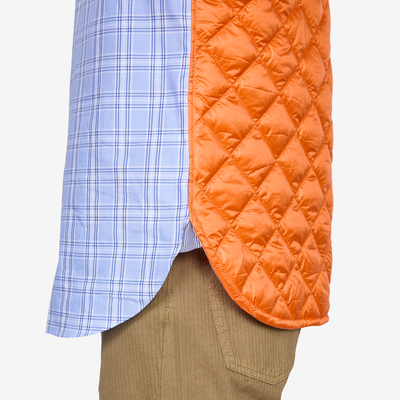 Cotton Check Quilted Nylon Shirt Blue | Orange Shirts