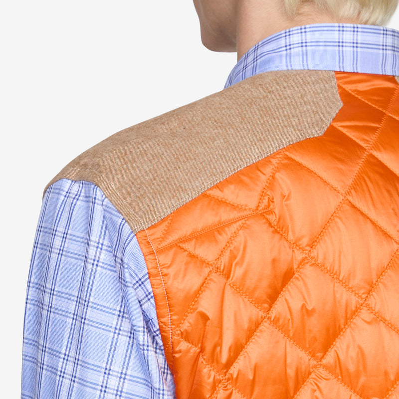 Cotton Check Quilted Nylon Shirt Blue | Orange Shirts