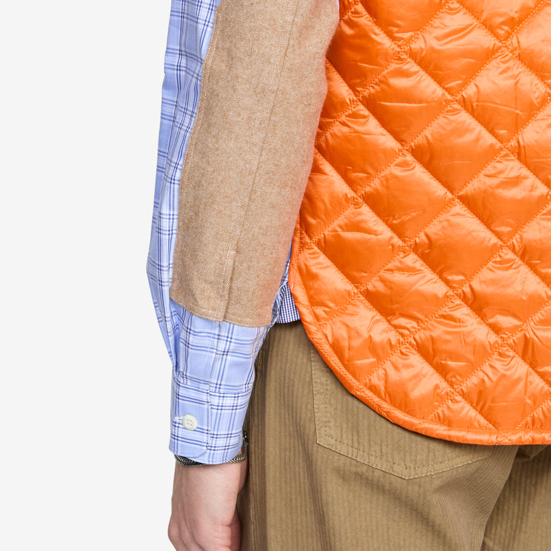Cotton Check Quilted Nylon Shirt Blue | Orange Shirts