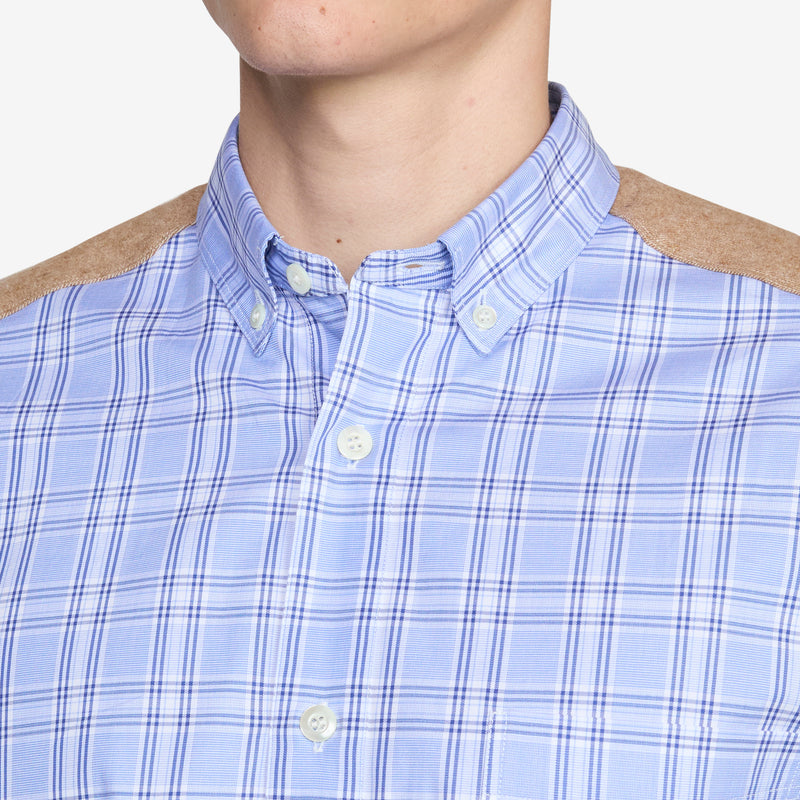 Cotton Check Quilted Nylon Shirt Blue | Orange Shirts
