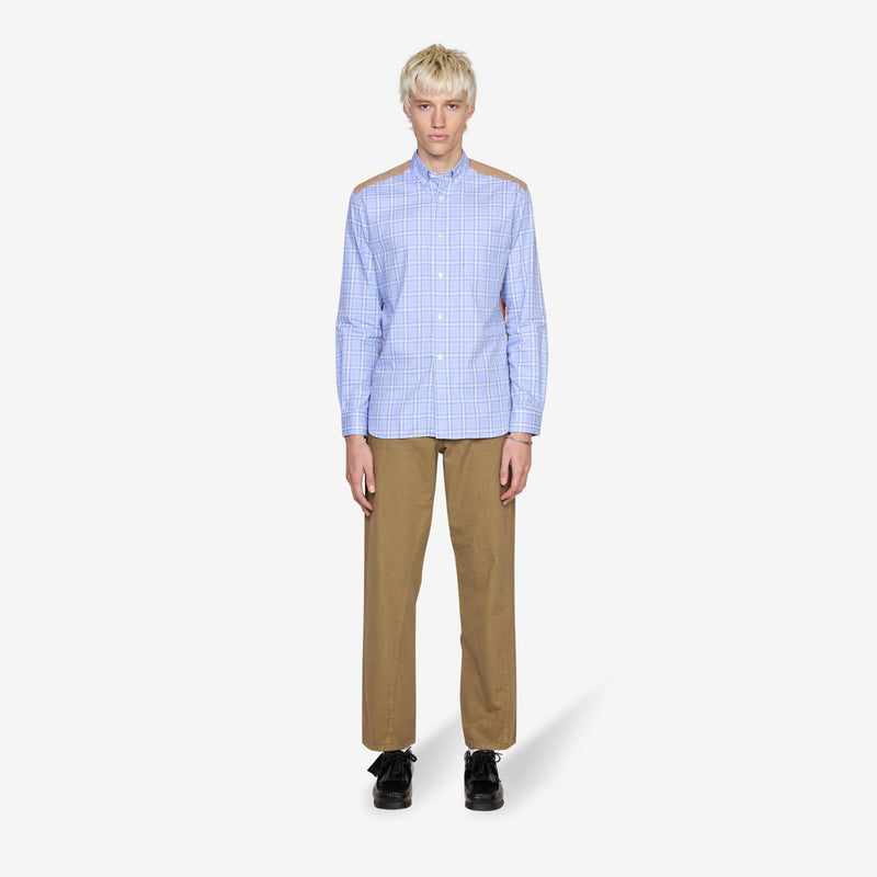 Cotton Check Quilted Nylon Shirt Blue | Orange Shirts