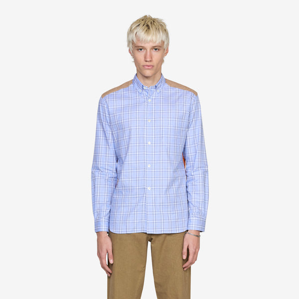 Cotton Check Quilted Nylon Shirt Blue | Orange Shirts