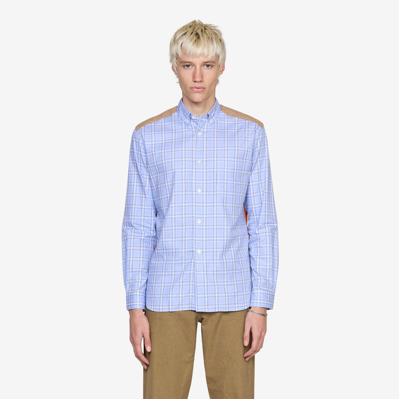 Cotton Check Quilted Nylon Shirt Blue | Orange Shirts