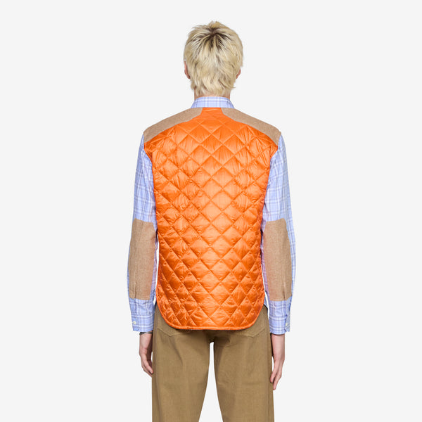 Cotton Check Quilted Nylon Shirt Blue | Orange Shirts