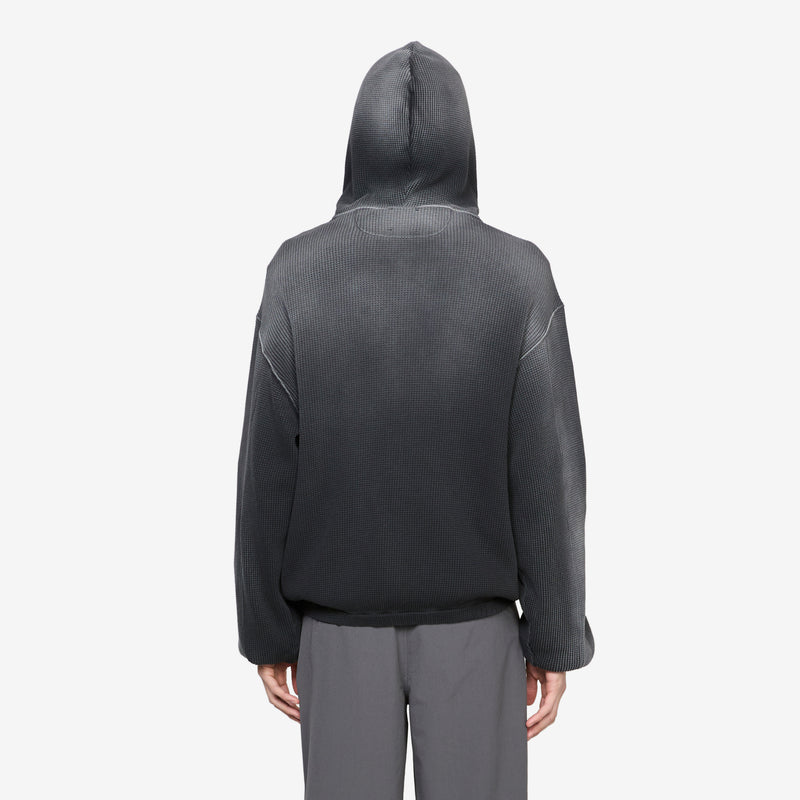 Bee Sun Faded Waffle Zip Up Hoodie Black Jumpers