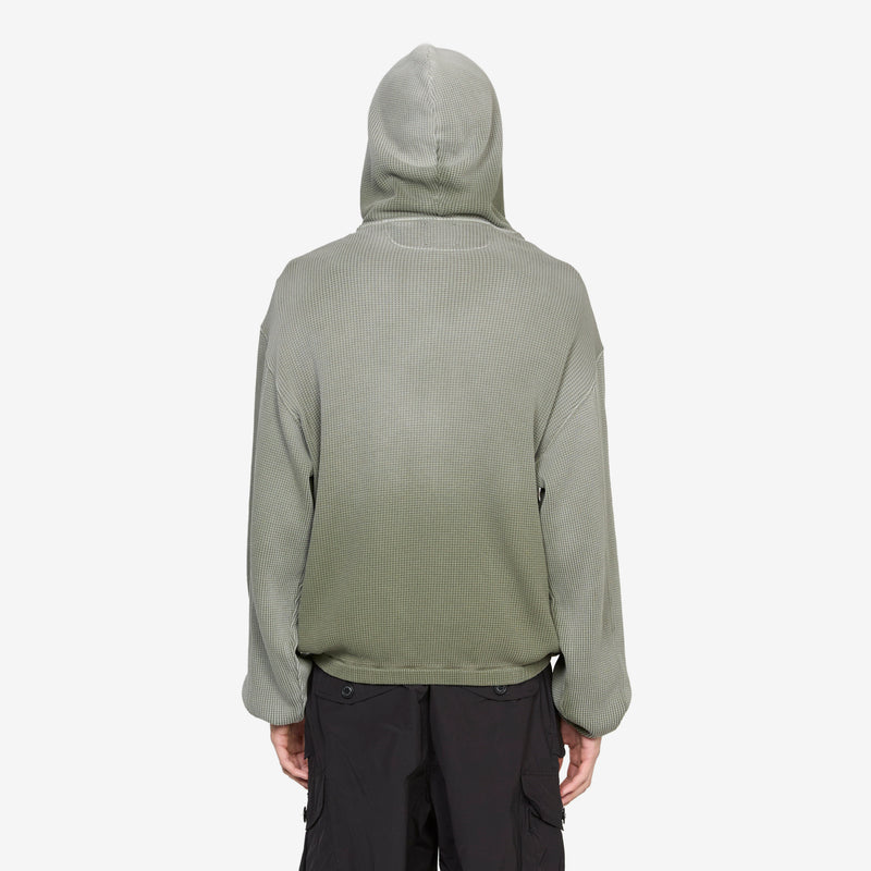 Bee Sun Faded Waffle Zip Up Hoodie Olive Jumpers