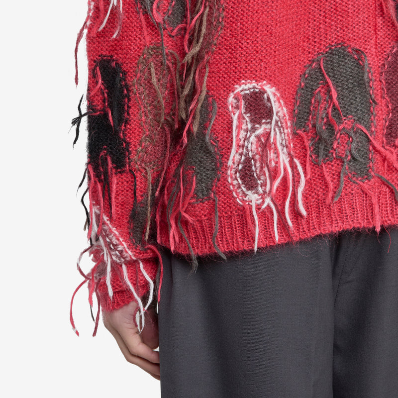 Rainbow Intarsia Zip-Up Cardigan Red Jumpers