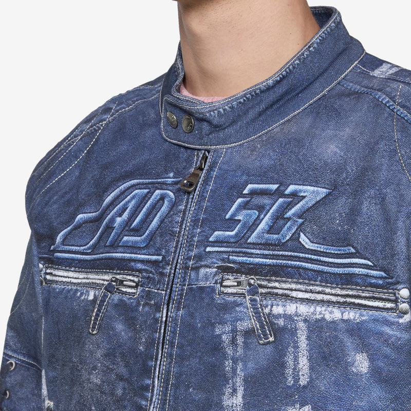 Zen Trompe L'oeil Rider Jacket Navy Jackets