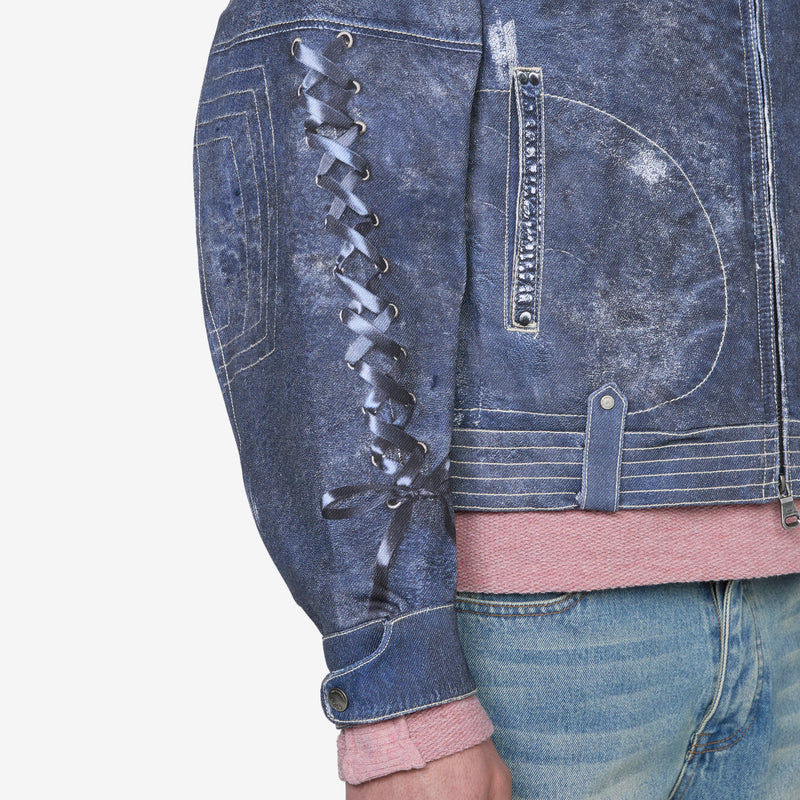 Zen Trompe L'oeil Rider Jacket Navy Jackets