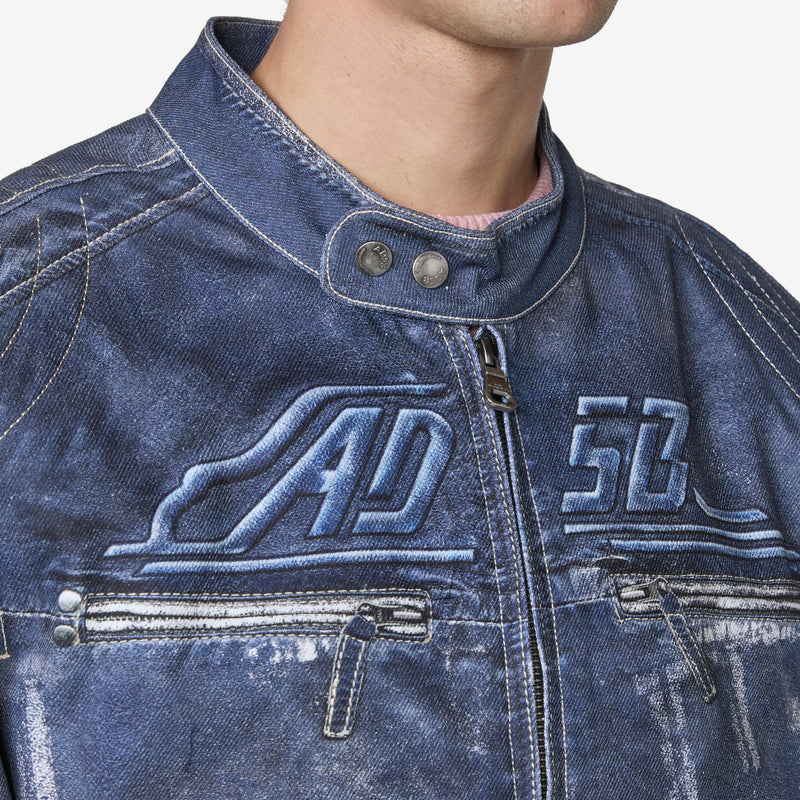 Zen Trompe L'oeil Rider Jacket Navy Jackets